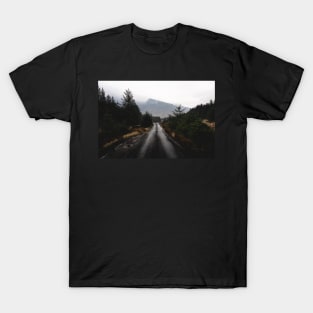 Empty Road To Scottish Highlands in Moody Cloudy Weather Isle of Skye T-Shirt